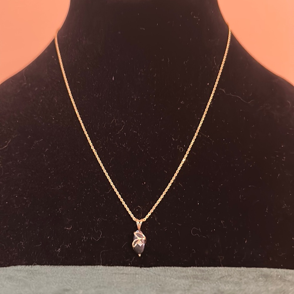 Diamond, Black Onyx, 14k solid gold necklace